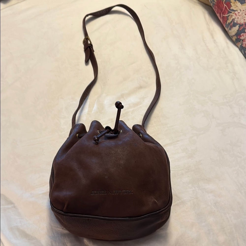 Jones New York Dark Brown Nubuc Leather Bag